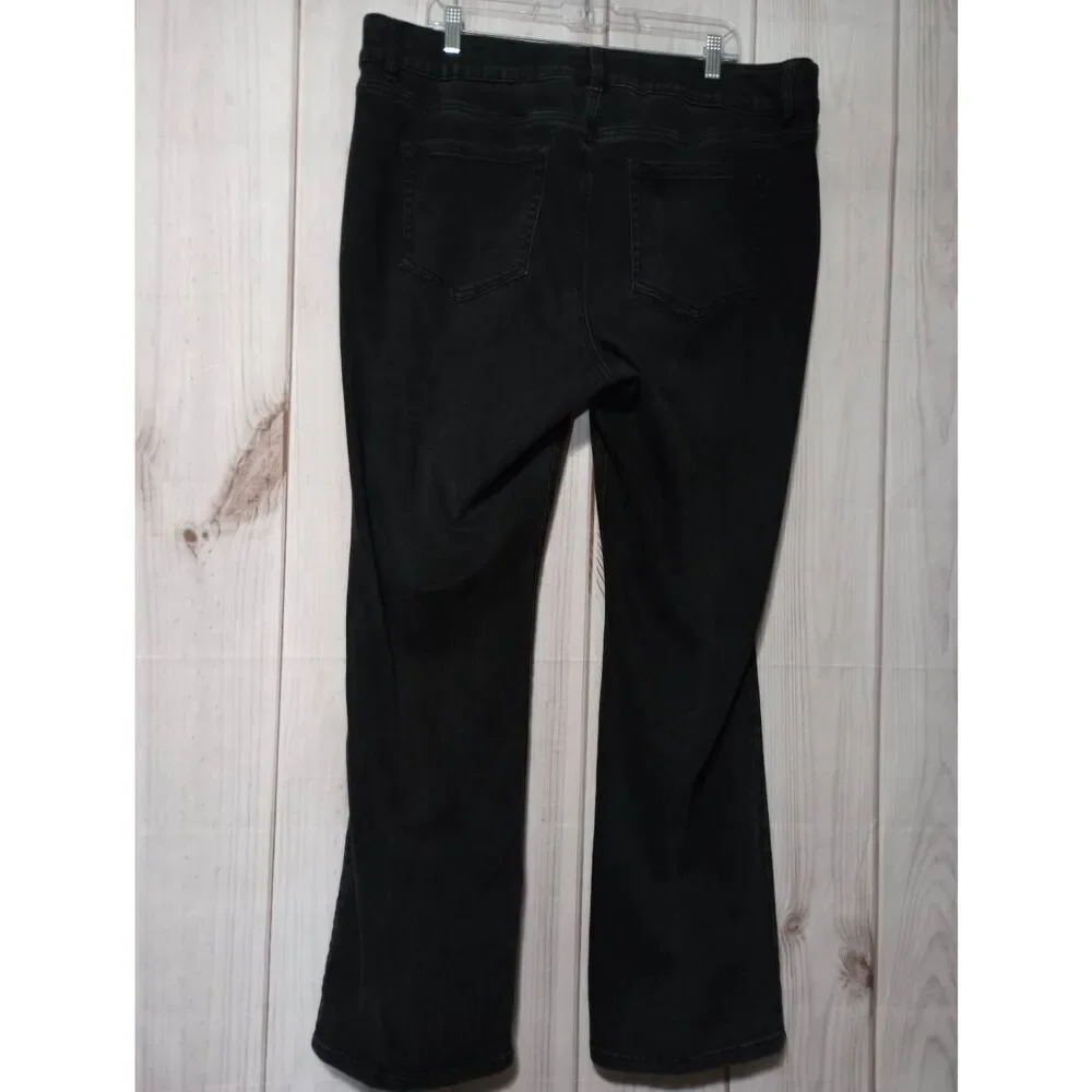 Lane Bryant Black Denim Jeans‎ Womens 20R Straight Leg Stretch Faded Wash